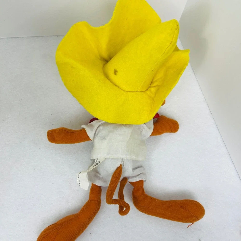 Vintage Looney Tunes Speedy Gonzales Plush Toy 11 Inch Yellow Sombrero Mouse